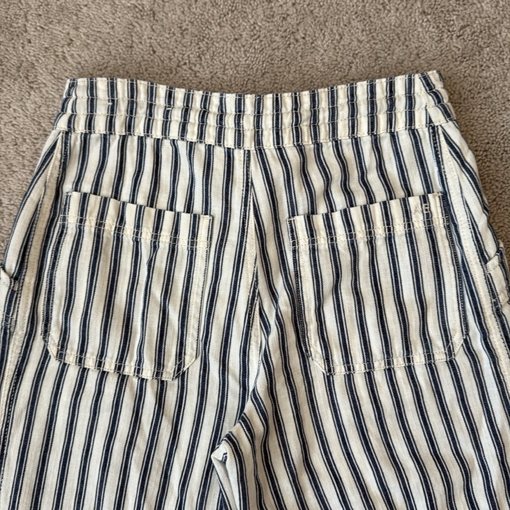 American Eagle Striped Drawstring Straight Legs pants | size 2 | blue & white - Picture 4 of 8